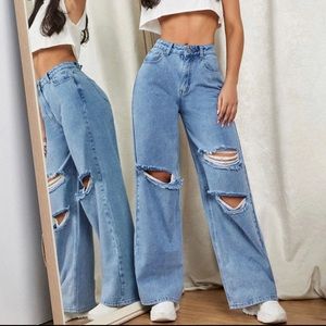 High Rise Distressed Denim Jeans